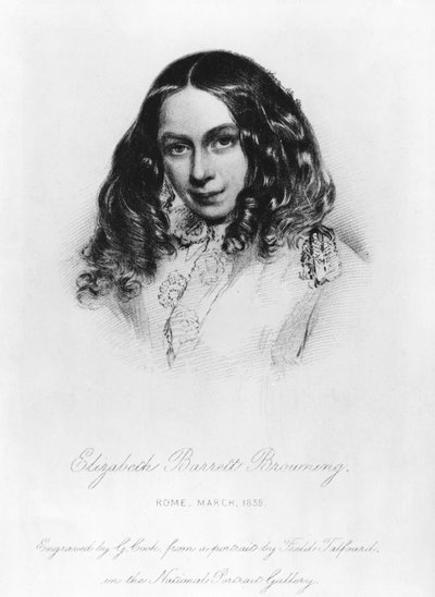 Ritratto di Elizabeth Barrett Browning nel 1859, inciso da G. Cook da Field Talfourd